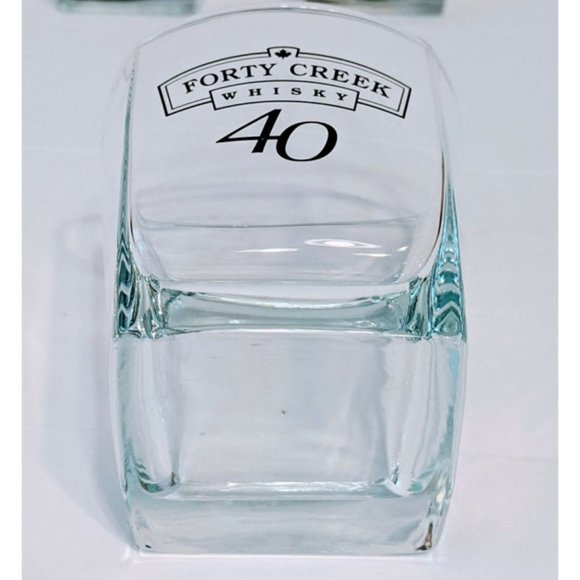 Whisky Square Rocks Glasses Bar Drink Cocktail Man Cave Set of 3 Forty Creek 40 - Picture 3 of 4